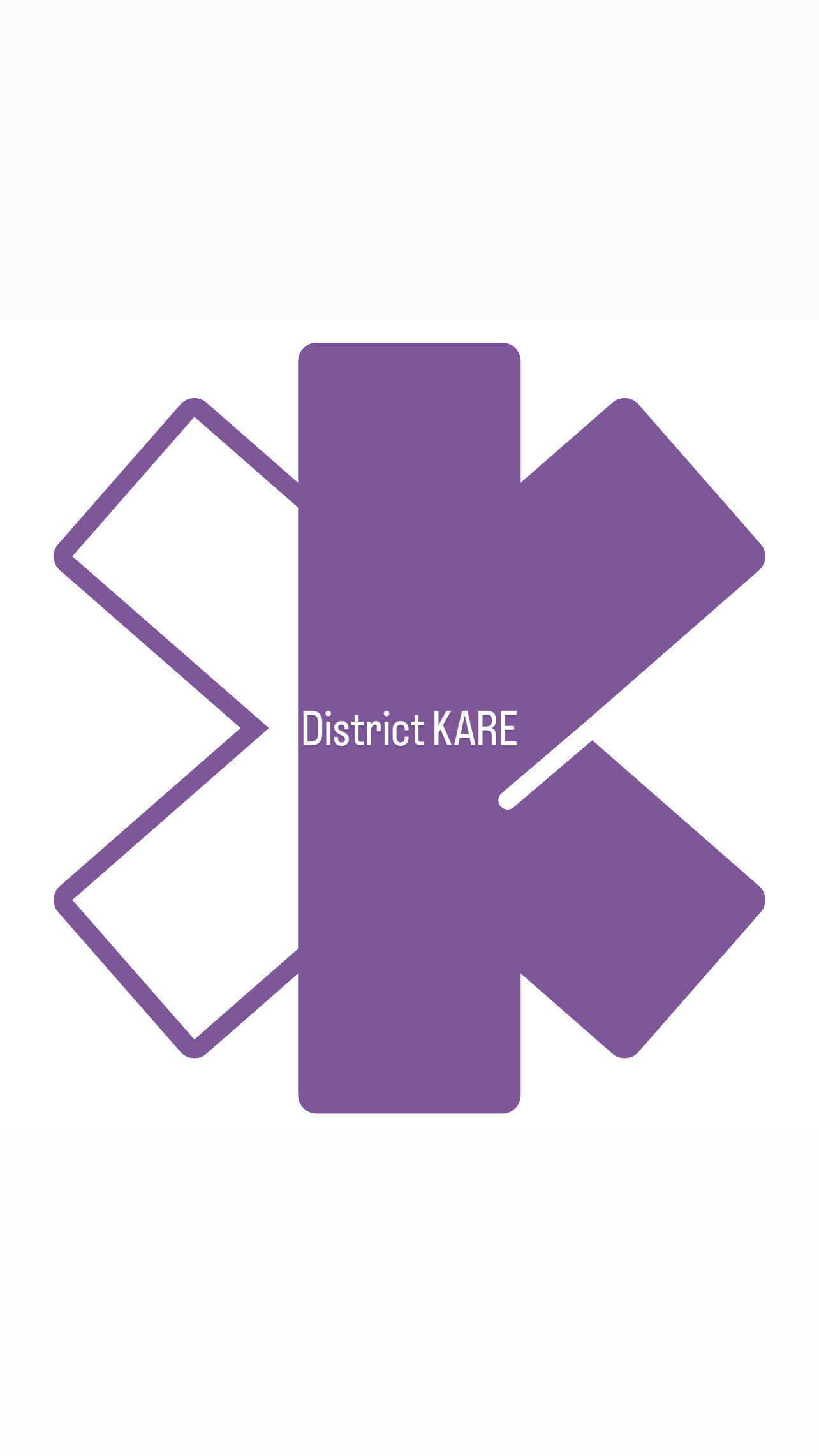 District KARE logo with a purple geometric cross and overlapping shapes forming a plus sign.